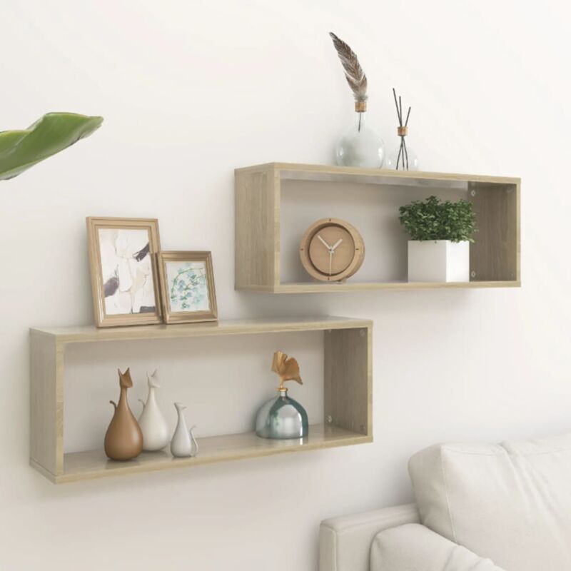 foto del prodotto furniture limited mensole parete a cubo 2pz rovere sonoma