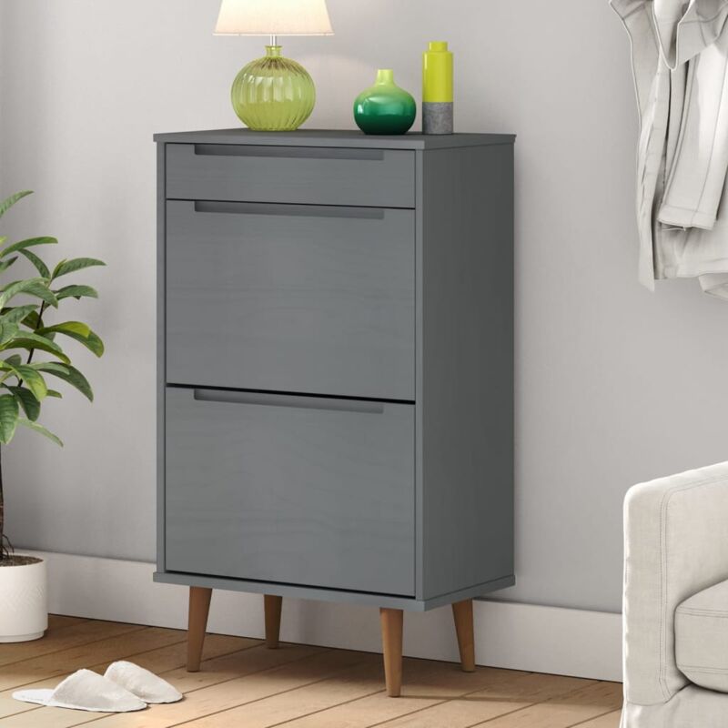 foto del prodotto vidaxl scarpiera molde grigia 59,5x35x103 cm in legno massello di pino