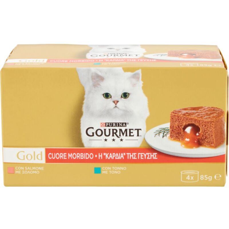 foto del prodotto gourmet gold pat con morbido cuore gr 85x4 pz con mtonno e salmone purina