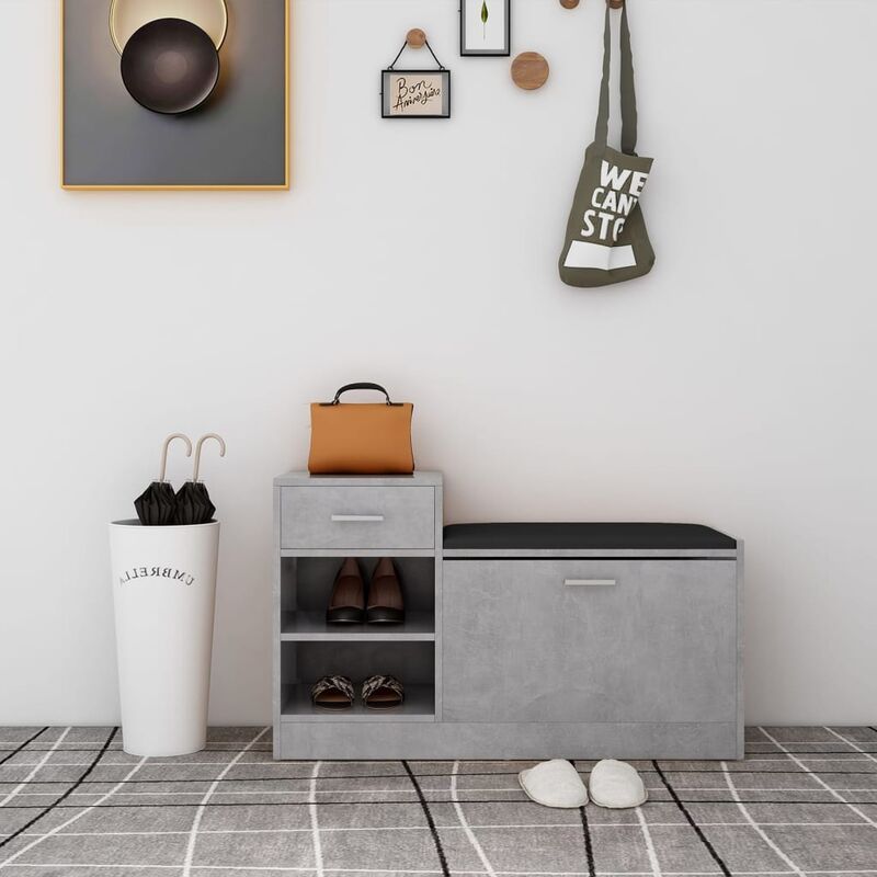 foto del prodotto furniture limited panca porta scarpe grigio cemento 94,5x31x57