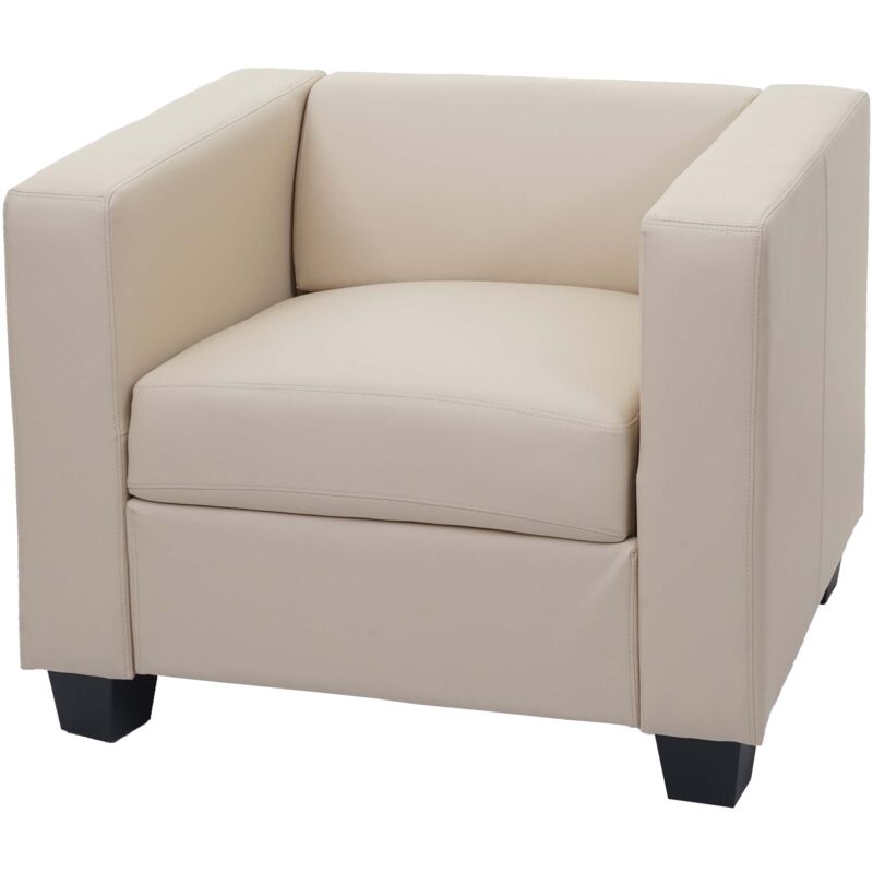 foto del prodotto hhg poltrona sofa lounge moderno elegante serie lille m65 75x86x70cm ecopelle avorio