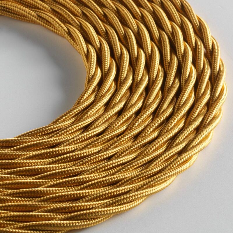 foto del prodotto klartext cavo tessile trecciato belle poque per installazione elettrica vintage, 3x1mm, oro, 3mt.