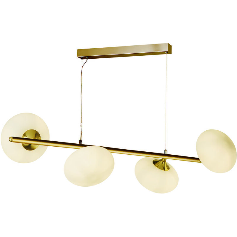 foto del prodotto lampadario contemporaneo ciottolo acciaio ottone vetro bianco 4 luci g9