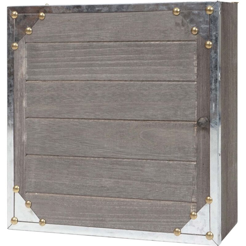 foto del prodotto hhg serie vintage portachiavi con sportello 6 ganci virginia legno paulonia 6x27x27cm grigio marrone