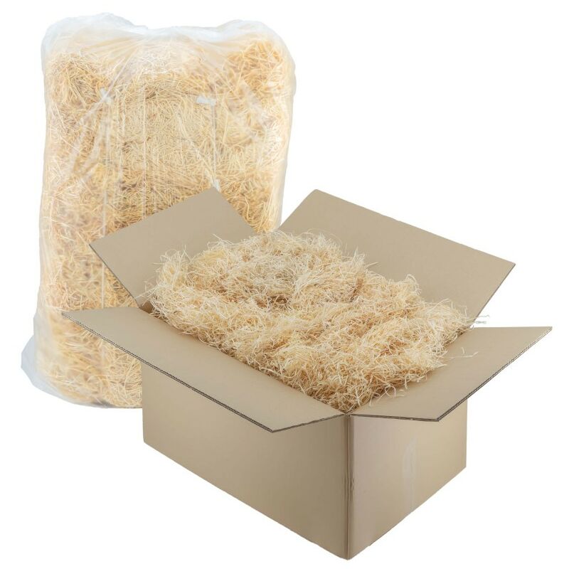 foto del prodotto imballaggi 2000 trucioli per imballaggi, paglia per cesti natalizi e per confezioni regalo in legno naturale scatola da 1 kg paglietta