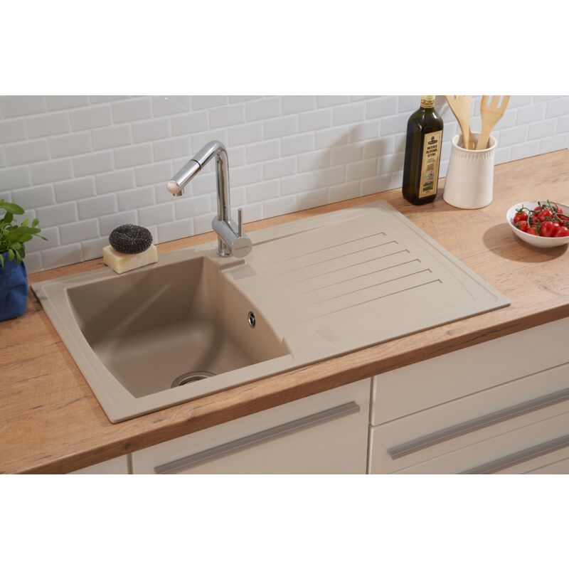 foto del prodotto lavello da cucina lavello da incasso granito mineralite 86 x 50 beige respecta boston