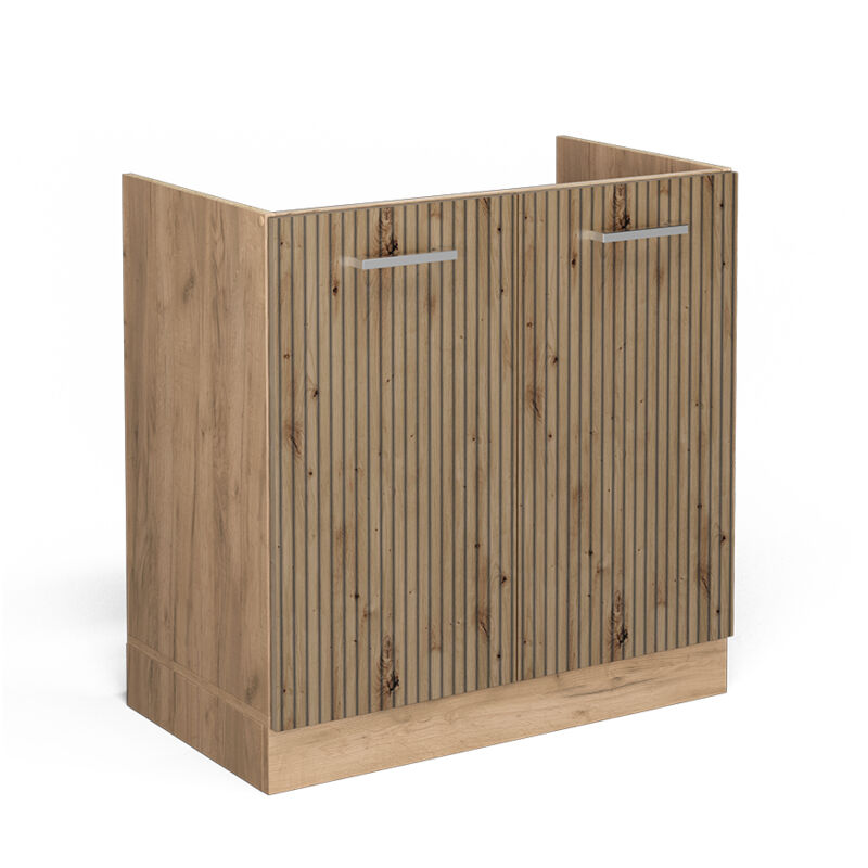 foto del prodotto mobile lavello cucina r line, rovere artigianale, 80 cm senza piano di lavoro vicco