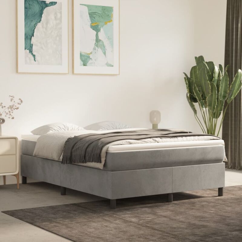 foto del prodotto vidaxl giroletto senza materasso grigio chiaro 140x190 cm velluto