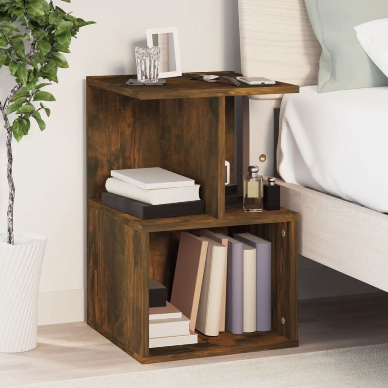 foto del prodotto comodino camera da letto tavolino da salotto rovere fumo 35x35x55 cm in legno multistrato bv487504 bonnevie