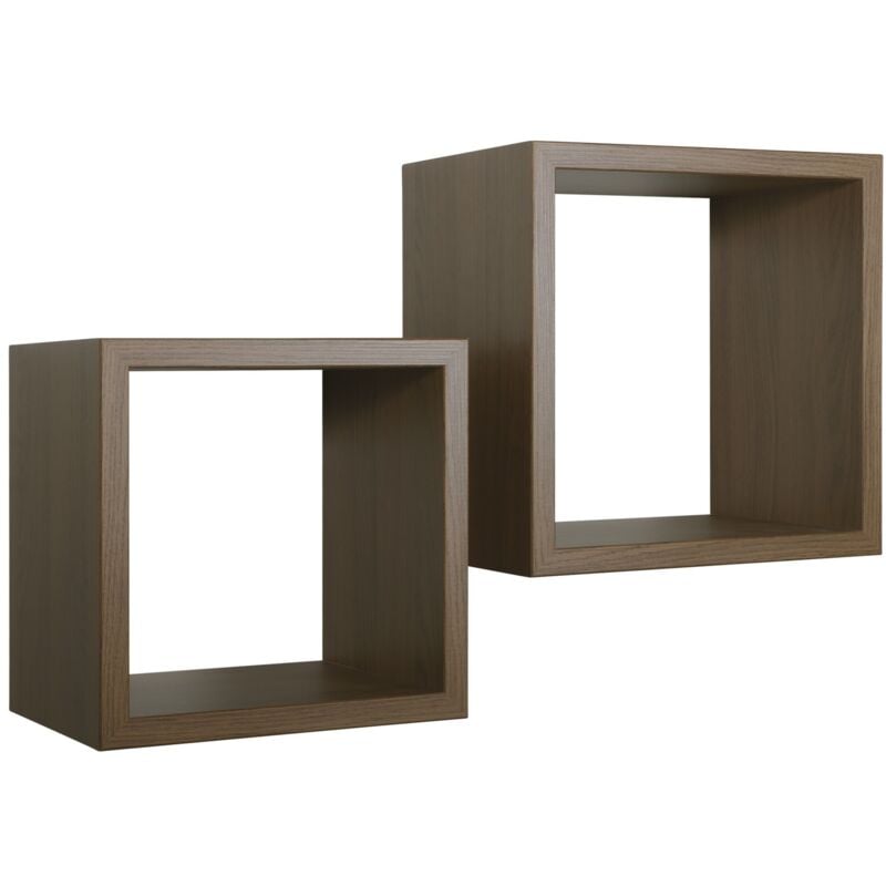 foto del prodotto mensola cubo 2 pz scaffale parete rovere tabacco salotto camera soggiorno moderno q bis maxi