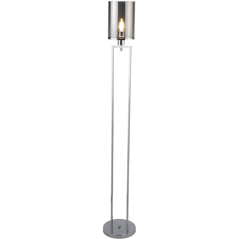 foto del prodotto searchlight piantana contemporaneo catalina acciaio cromo vetro fum 1 luce e27
