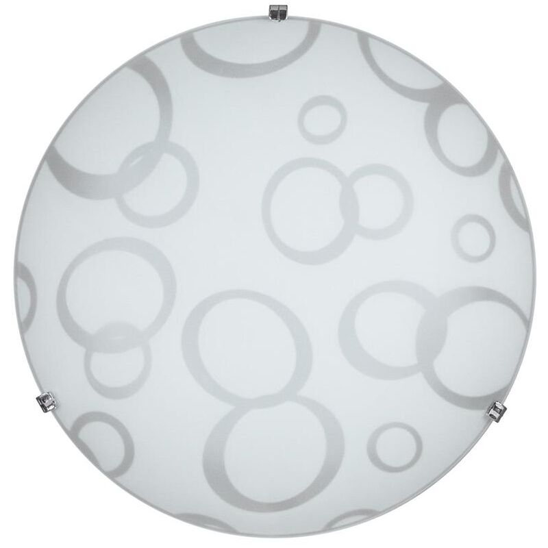 foto del prodotto energy plafoniera daria 1xe27 ganci cromo vetro lastra bianco decorato cerchi daria 30 p.10 cm okx