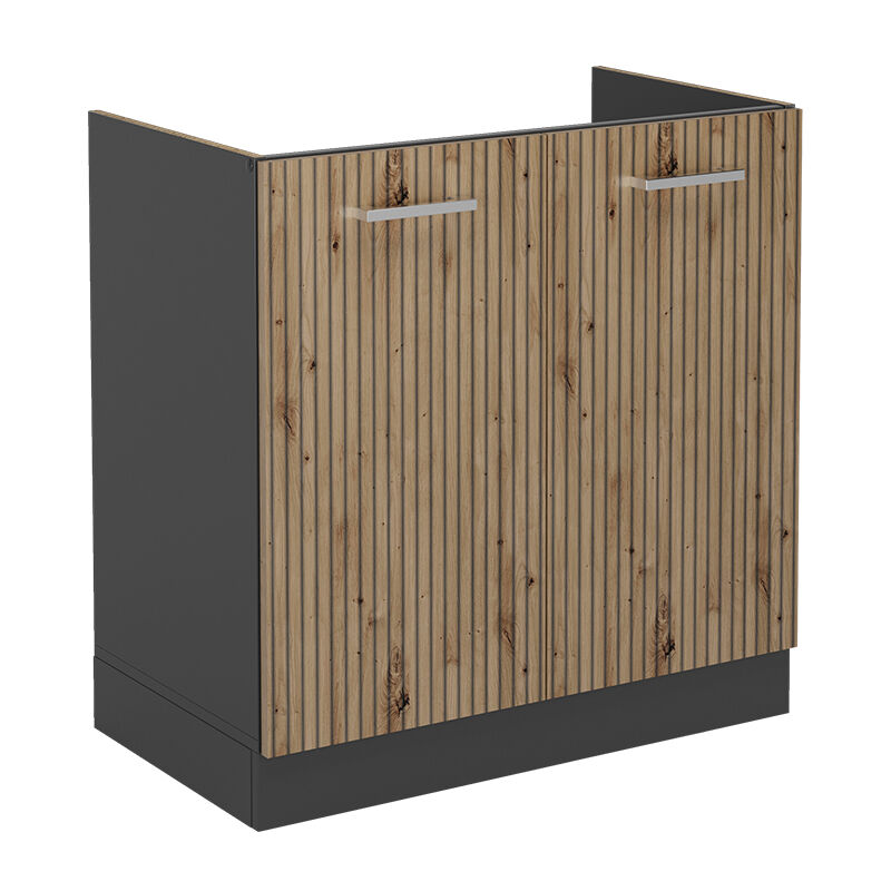 foto del prodotto mobile lavello cucina r line, rovere artigianale, 80 cm senza piano di lavoro vicco
