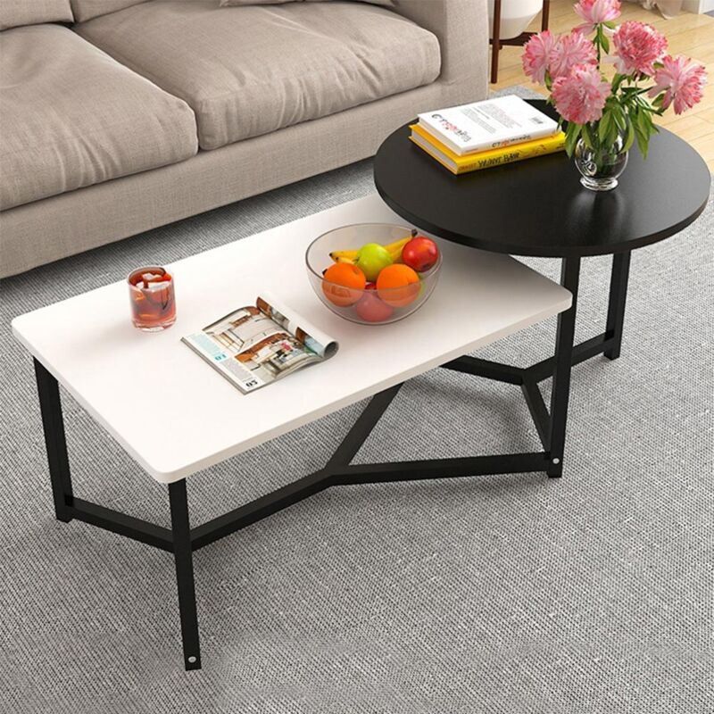 foto del prodotto tavolino basso da caff 2 ripiani luxury tavolo salotto struttura metallo nero