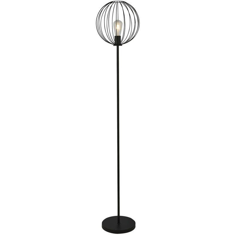 foto del prodotto searchlight piantana industrial nordico rondo acciaio nero 1 luce e27