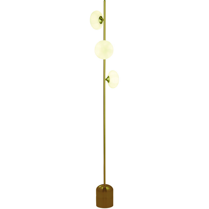 foto del prodotto searchlight piantana contemporaneo ciottolo acciaio ottone vetro bianco 3 luci g9