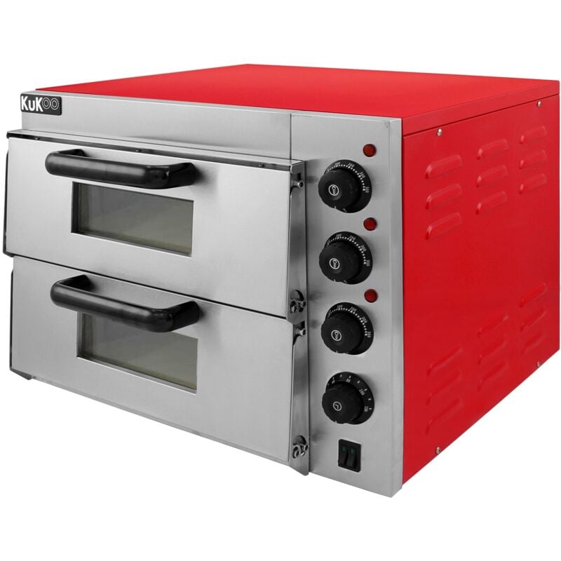 foto del prodotto forno per pizza a 2 ripiani pofessionale per bar ristoranti pizzeria forno elettrico a doppio ripiano per pizza da 40cm
