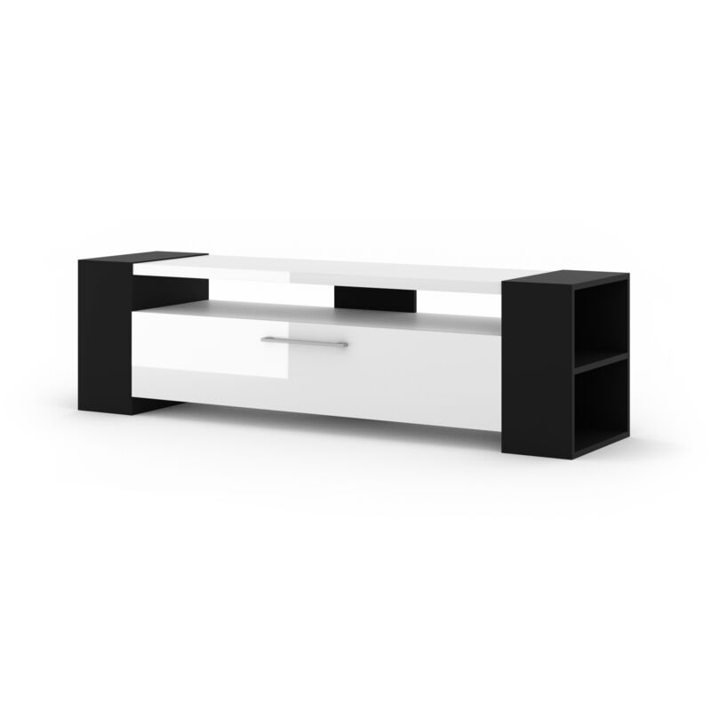 foto del prodotto mobile tv livia 160 cm nero bianco lucido