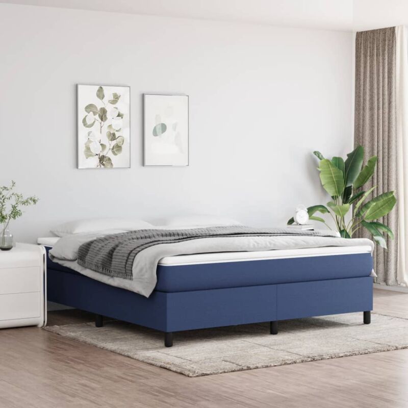foto del prodotto vidaxl giroletto senza materasso blu 160x200 cm in tessuto