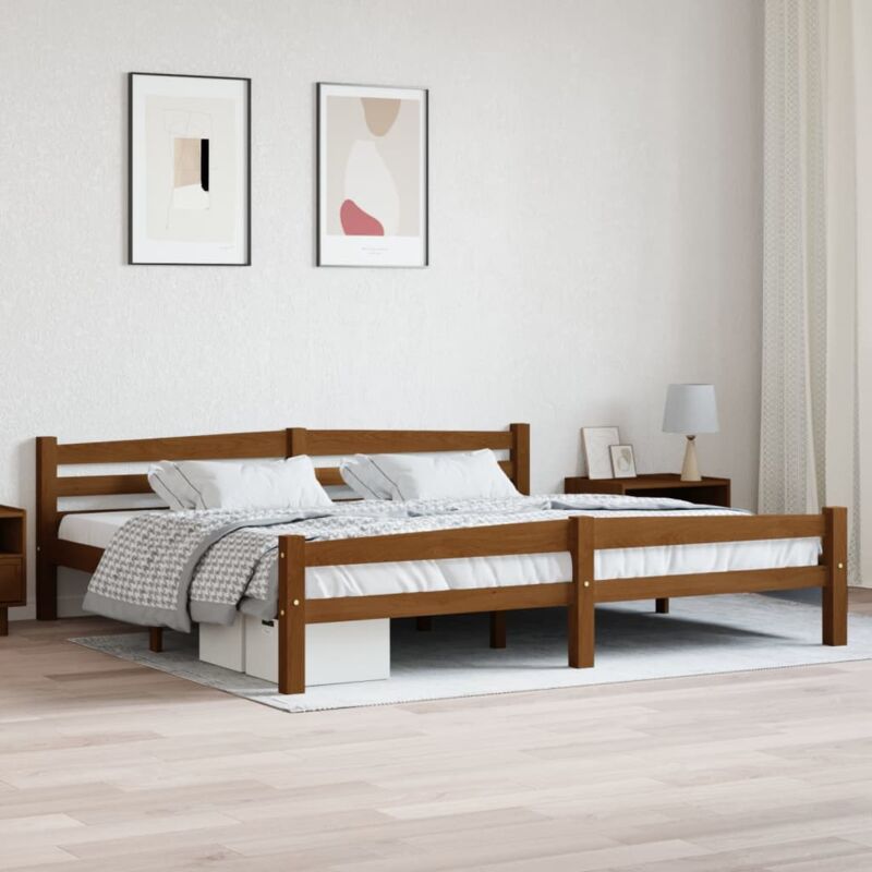foto del prodotto vidaxl giroletto senza materaso ambrato in legno massello 200x200 cm