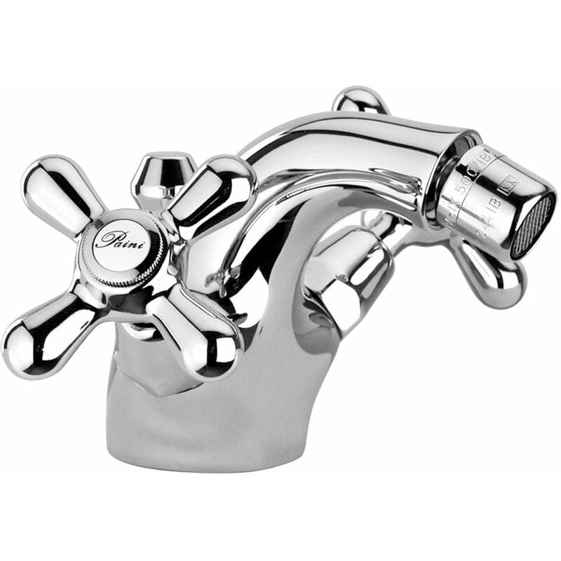 foto del prodotto paini liberty 327 rubinetto monoblocco bidet con maniglia a croce, bagno, cromato, design liberty, interamente prodotto e lavorato in italia