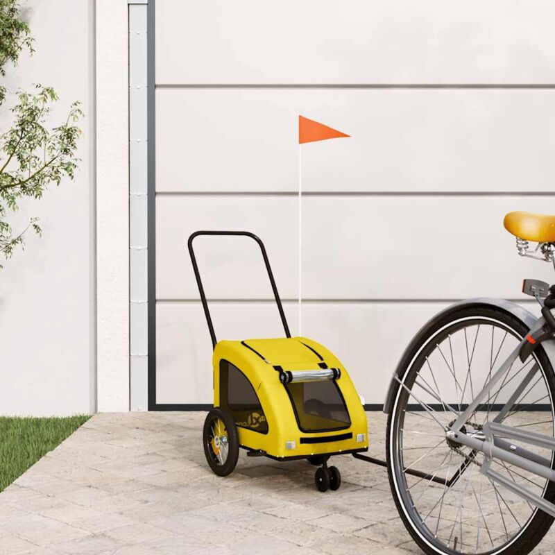 foto del prodotto vidaxl rimorchio da bici per animali giallo oxford e ferro