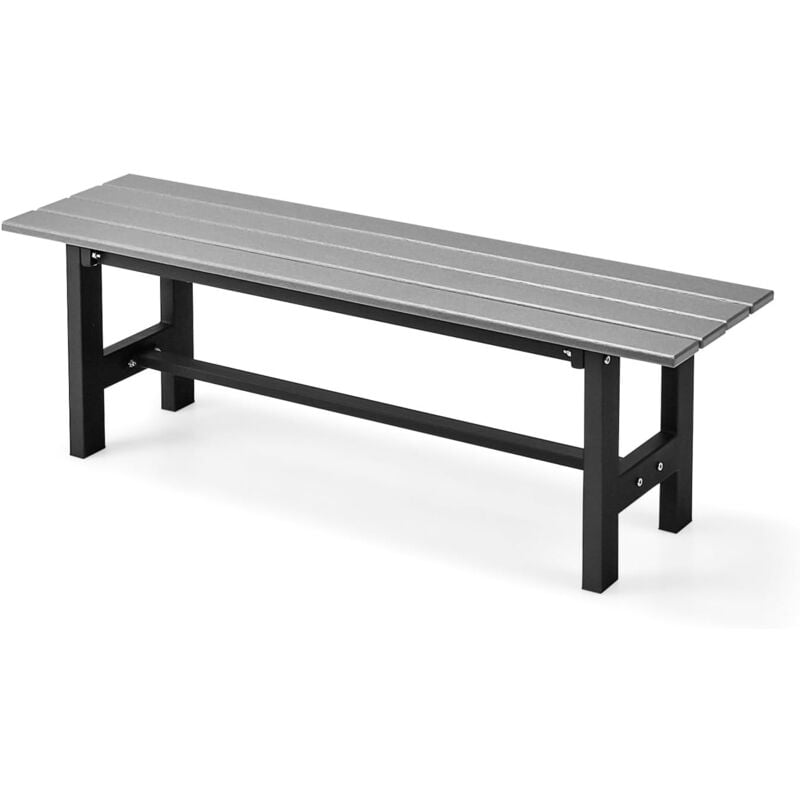 foto del prodotto costway panchina da esterno con sedile hdpe, panca da giardino con telaio in metallo verniciato a polvere, panchina da giardino, parco e balcone,