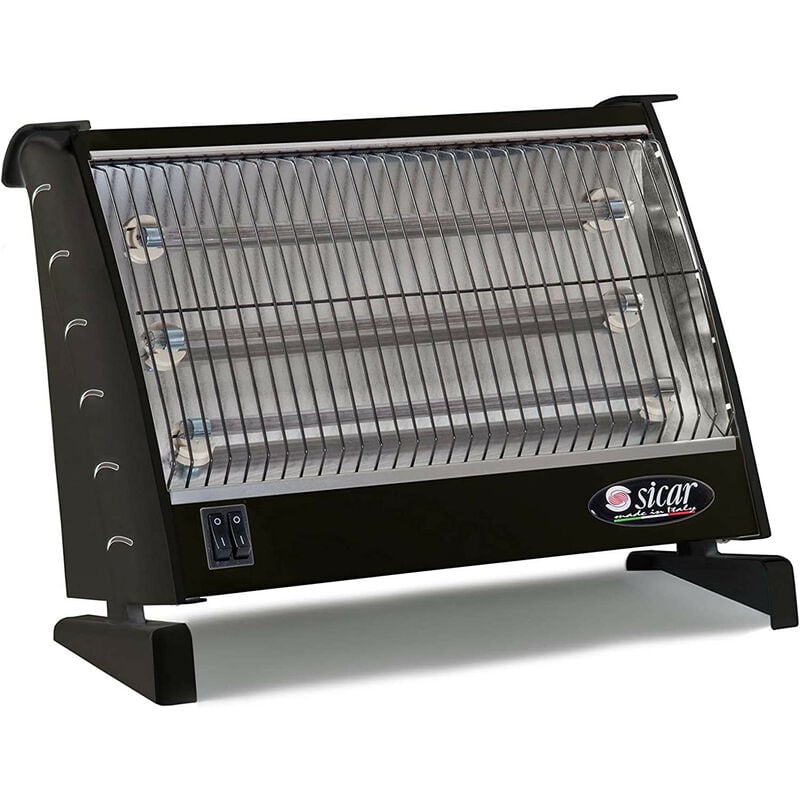 foto del prodotto sicar stufa elettrica stufetta al quarzo 3 candele 1800w nero o bianco italiana nero