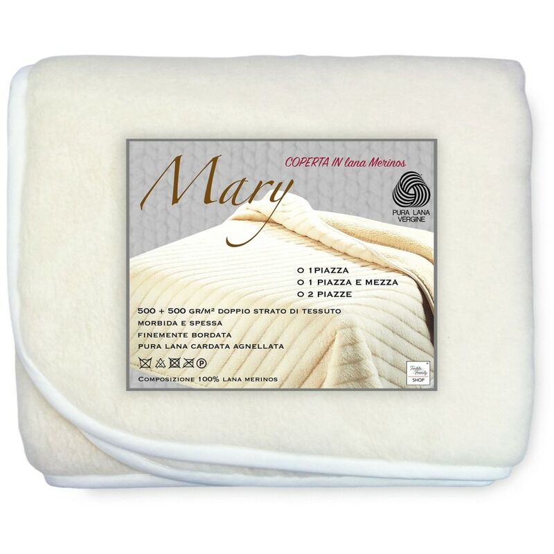 foto del prodotto tex family coperta mary in vera lana merinos 1000 gr. pura lana vergine 1 piazza e mezza