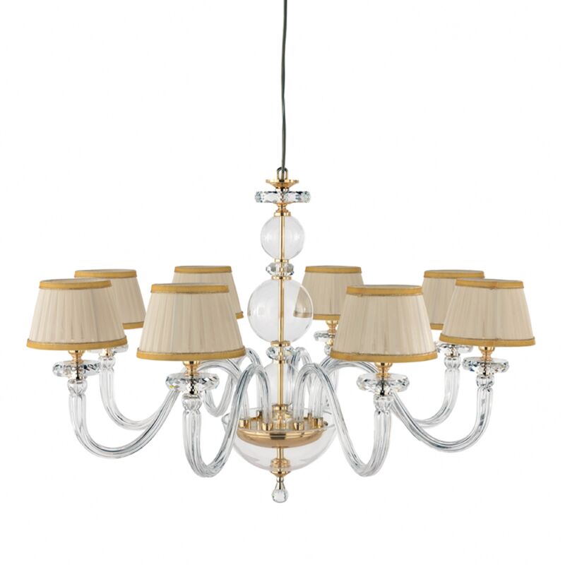 immagine 0 del prodotto lampada a sospensione d85 cm bach con paralume in vetro trasparente 12 luci oro