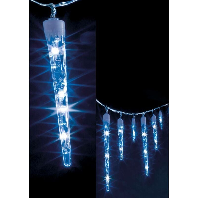 foto del prodotto tenda stalattitica per esterni 10 ghiaccioli 63 led bianco freddo blu feeric lights christmas