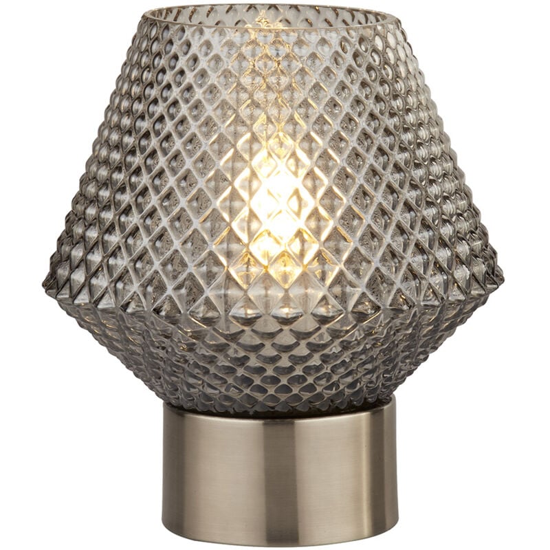 foto del prodotto searchlight abatjour contemporaneo avia vetro cromo acciaio fum 1 luce e27