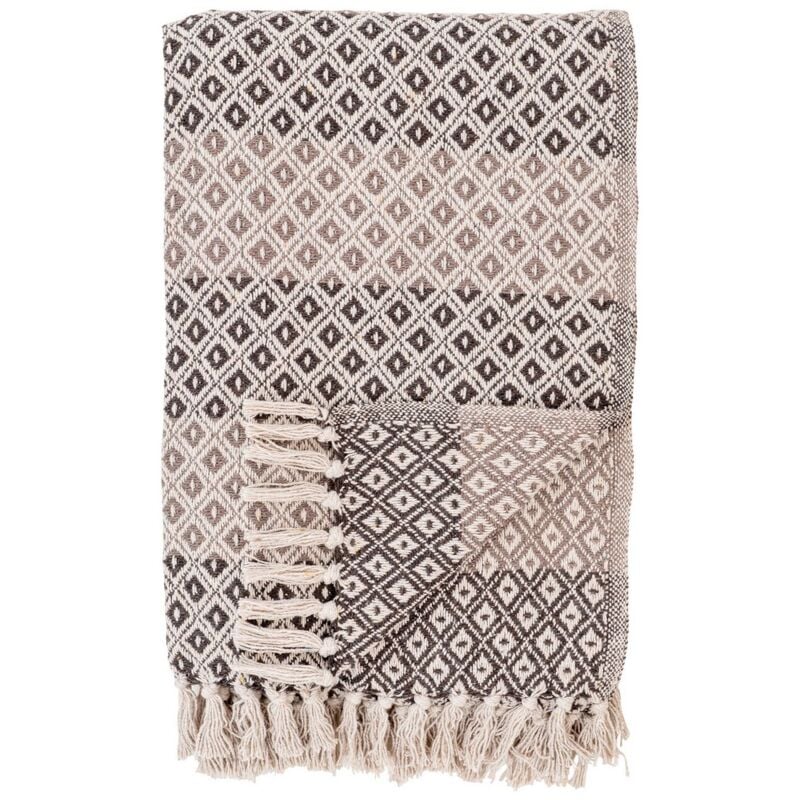 foto del prodotto epikasa plaid alanya, poliestere, cotone, marrone, beige, bianco, 180x130x0,5 cm