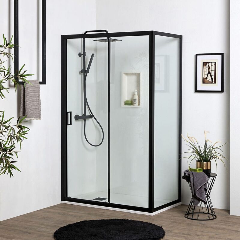 foto del prodotto porta doccia nicchia 150 cm lato fisso 80 cm h 190 cm con anta scorrevole city