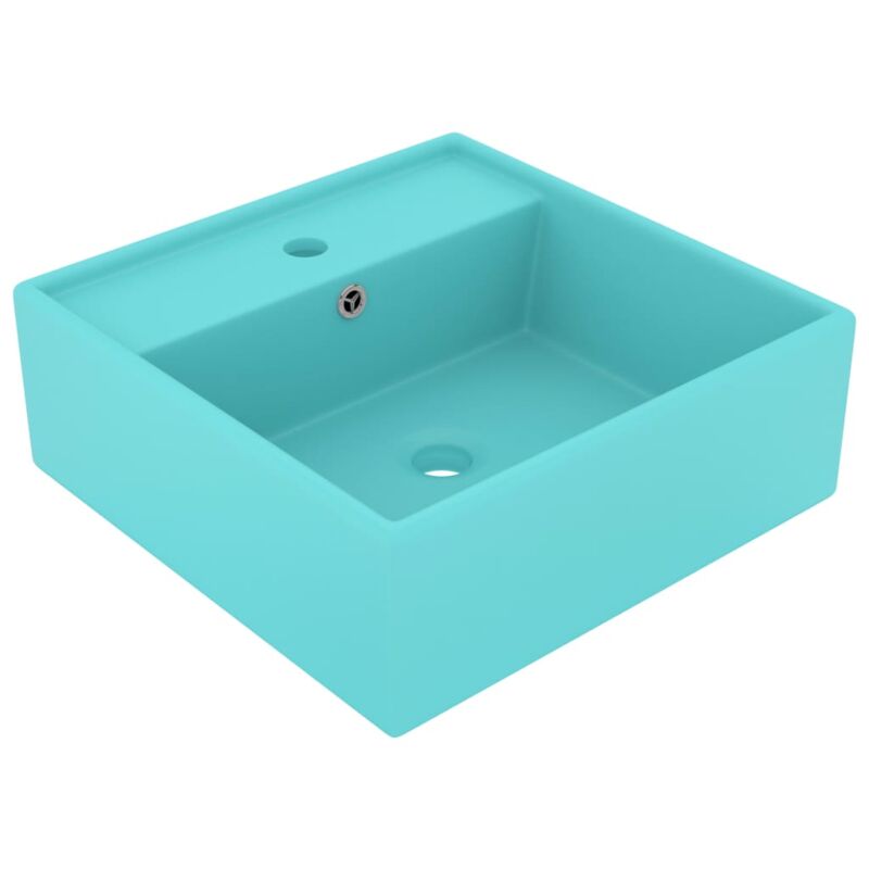 foto del prodotto vidaxl lavabo troppopieno quadrato verde chiaro opaco 41x41cm ceramica