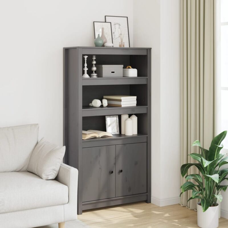 foto del prodotto vidaxl credenza grigio 80x35x154 cm in legno massello di pino