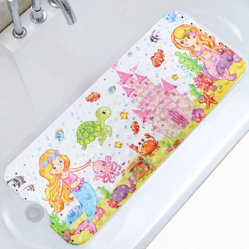 foto del prodotto tappetino da bagno antiscivolo, 100x40 cm, cinturino antiscivolo per tappetino da bagno, 200 ventose, materiale pvc, tappetino per doccia, animali