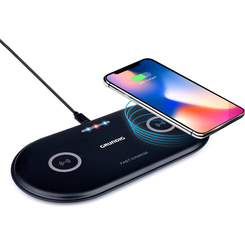 foto del prodotto caricabatterie wireless per 2 dispositivi stazione ricarica smartphone telefoni