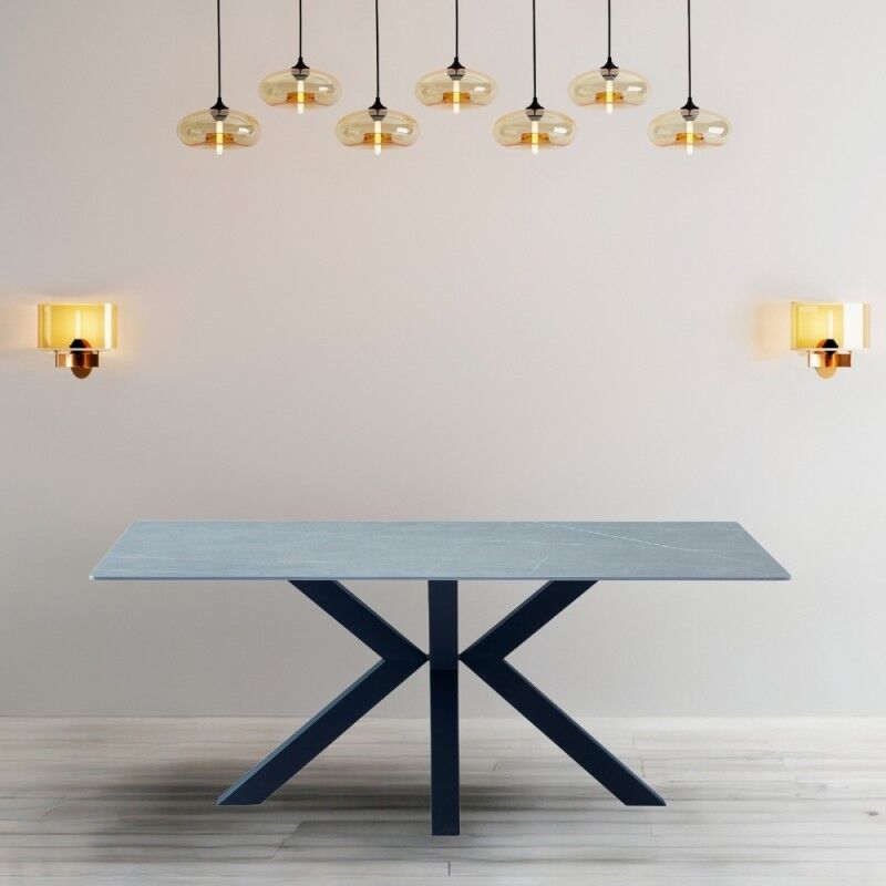 foto del prodotto tavolo con piano ceramica effetto marmo grigio opaco 180x90 cm germany
