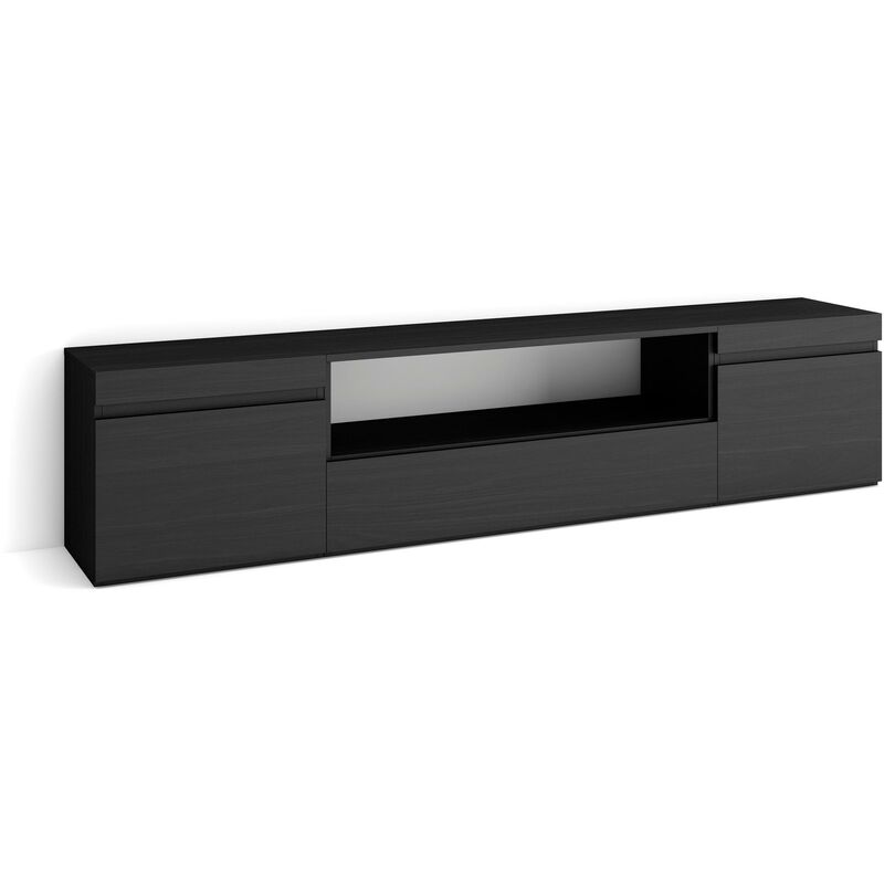 foto del prodotto mobile tv soggiorno, ampio spazio a disposizione, 200x45x35cm, per tv fino a 80 , mobile soggiorno, stile moderno, nero skraut home