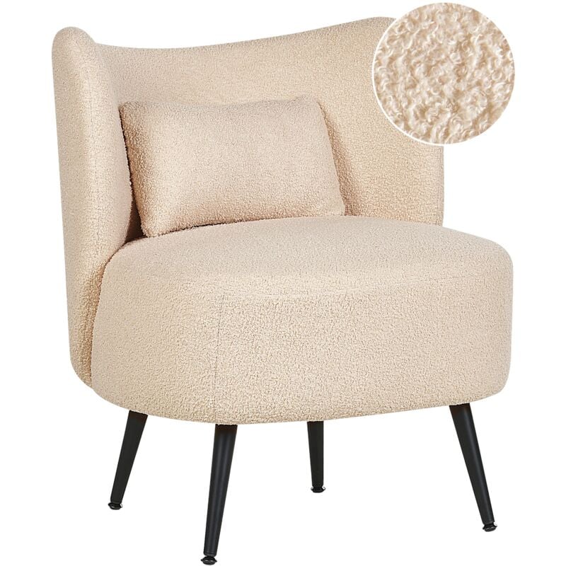 foto del prodotto beliani poltrona da salotto con schienale curvo boucle beige otsby