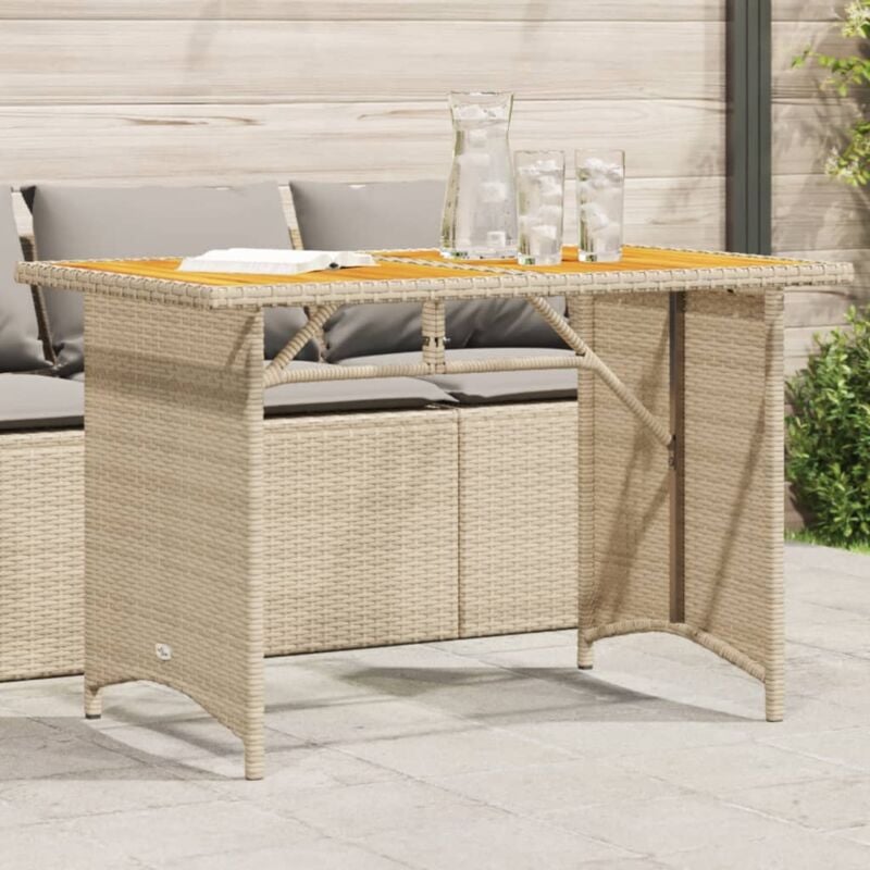 foto del prodotto vidaxl tavolo da giardino piano in legno beige 110x68x70 cm polyrattan