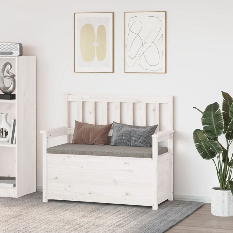 foto del prodotto vidaxl panca bianca 112,5x51,5x96,5 cm in legno massello di pino