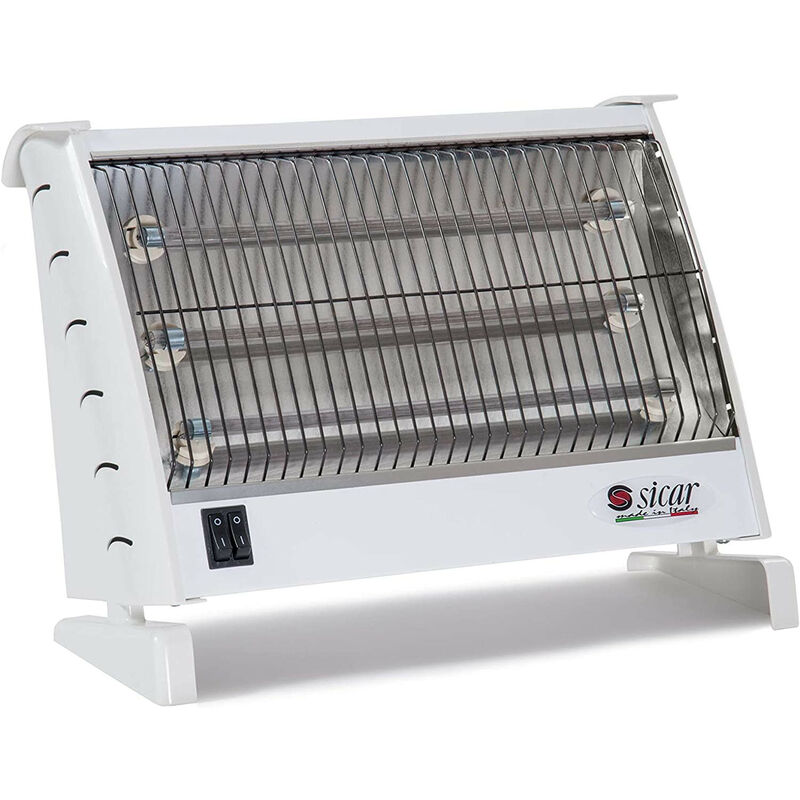 foto del prodotto sicar stufa elettrica stufetta al quarzo 3 candele 1800w nero o bianco italiana bianco