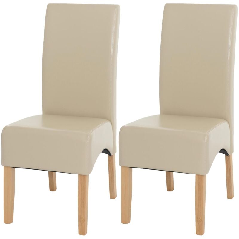 foto del prodotto set 2x sedie soggiorno moderno elegante latina pelle per sala da pranzo avorio gambe chiare