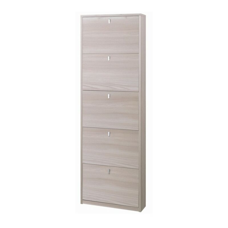 foto del prodotto scarpiera slim cinque ante olmo chiaro 63x18x h190 cm