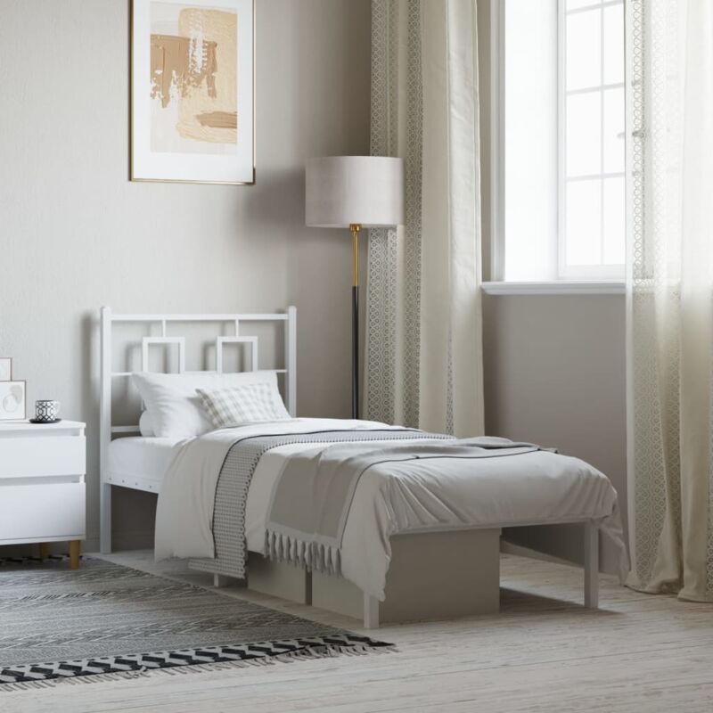 foto del prodotto vidaxl giroletto senza materaso con testiera metallo bianco 75x190 cm