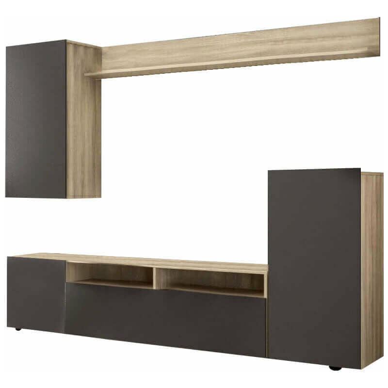 foto del prodotto parete attrezzata grande effetto marmo da soggiorno 210x36,5x170 cm in legno nobilitato bilaminato brooklyn rosybrown