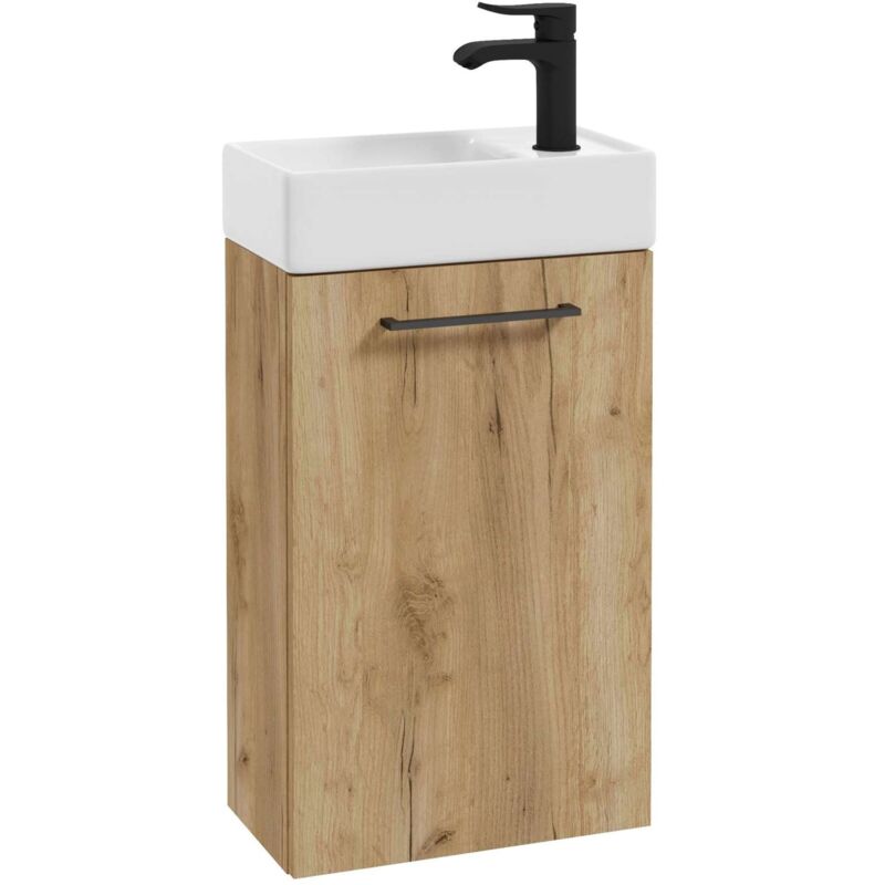 foto del prodotto kielle vega mobiletto con lavamani, 40x68x22 cm, rovere dorato 50018s41