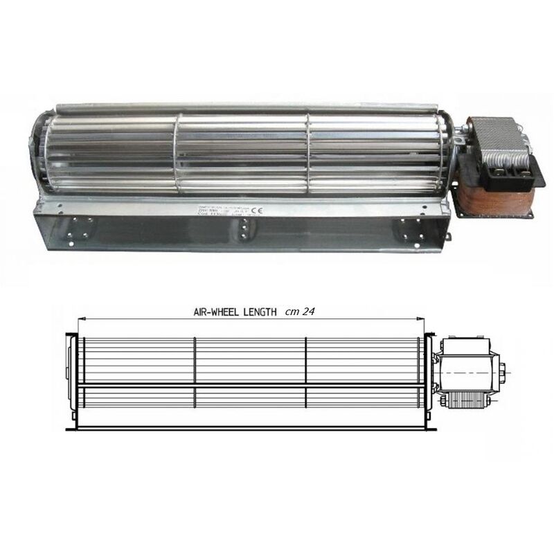 foto del prodotto ventola cm 24 tangenziale motore destro per forno stufa legna pellet sp 301